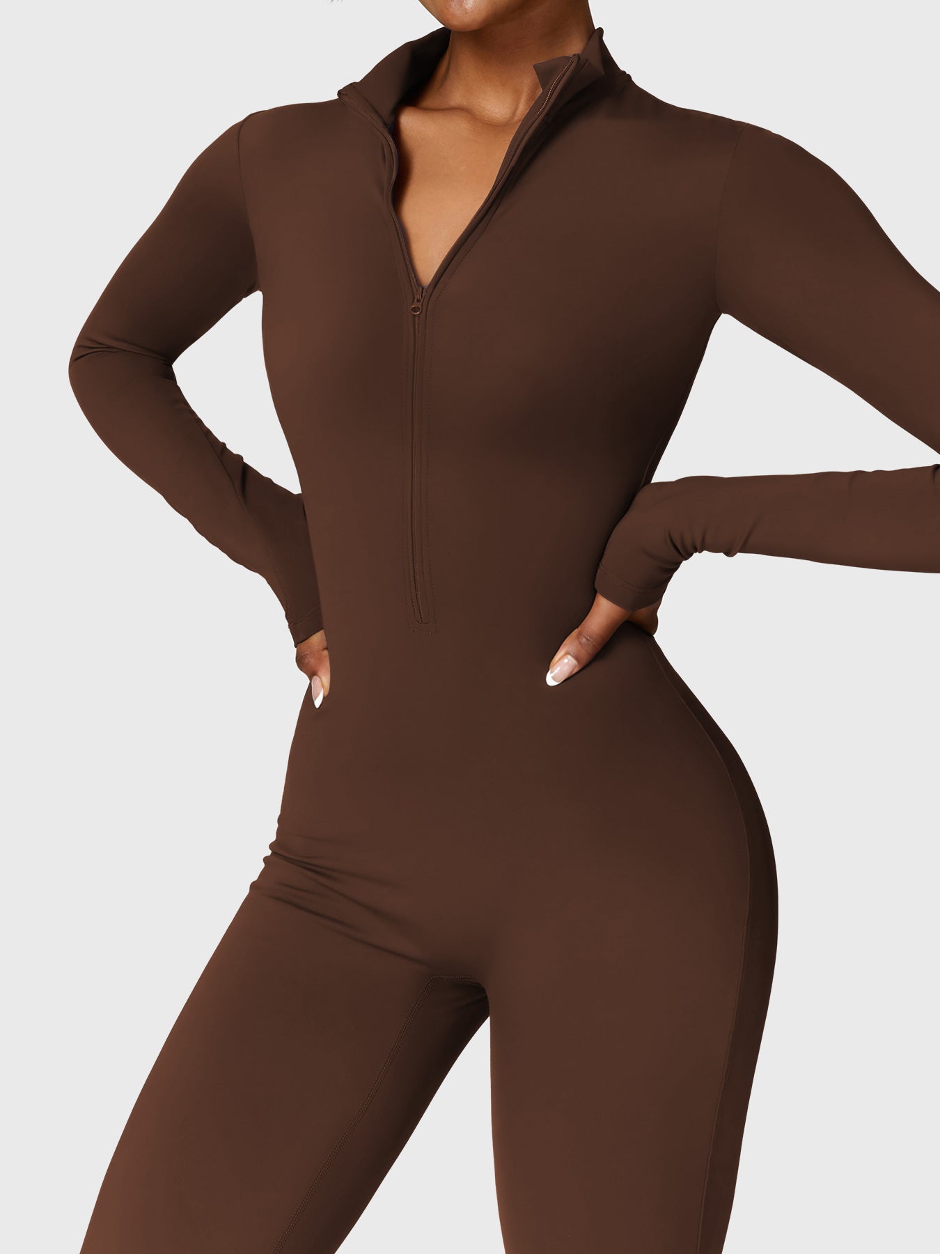 Lyne London™ | Fleece Long Sleeve Zipper Jumpsuit
