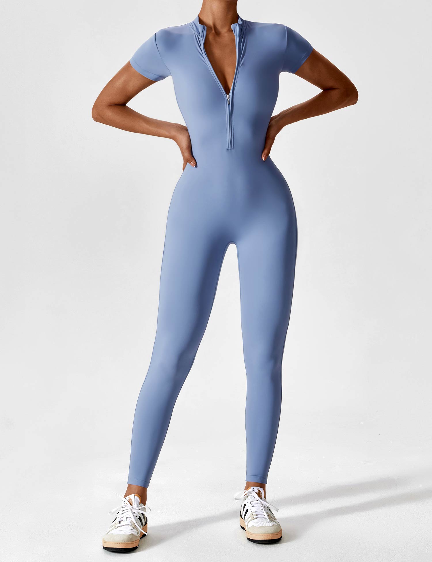 Lyne London™ | Short Sleeve Zipper Jumpsuit