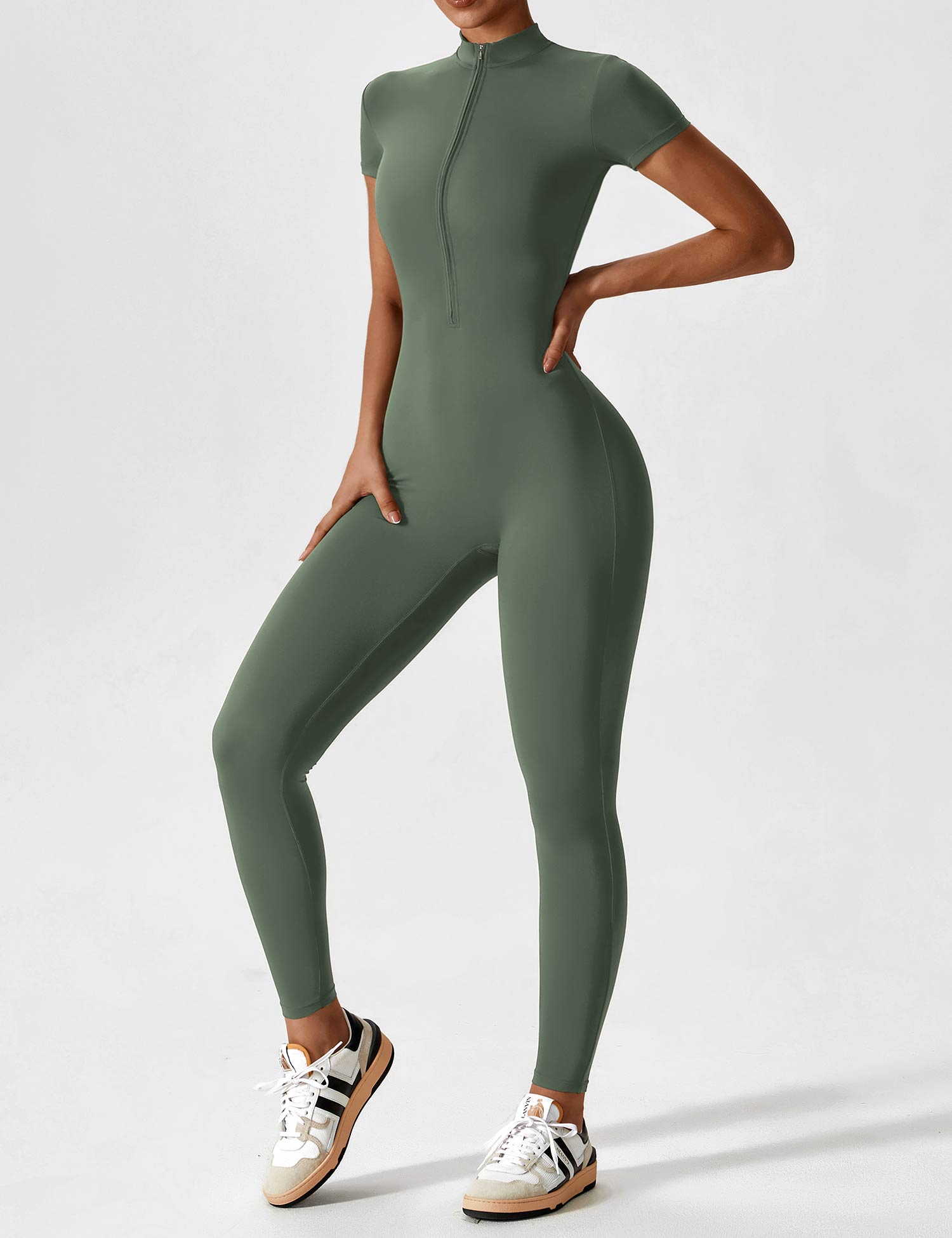 Lyne London™ | Short Sleeve Zipper Jumpsuit