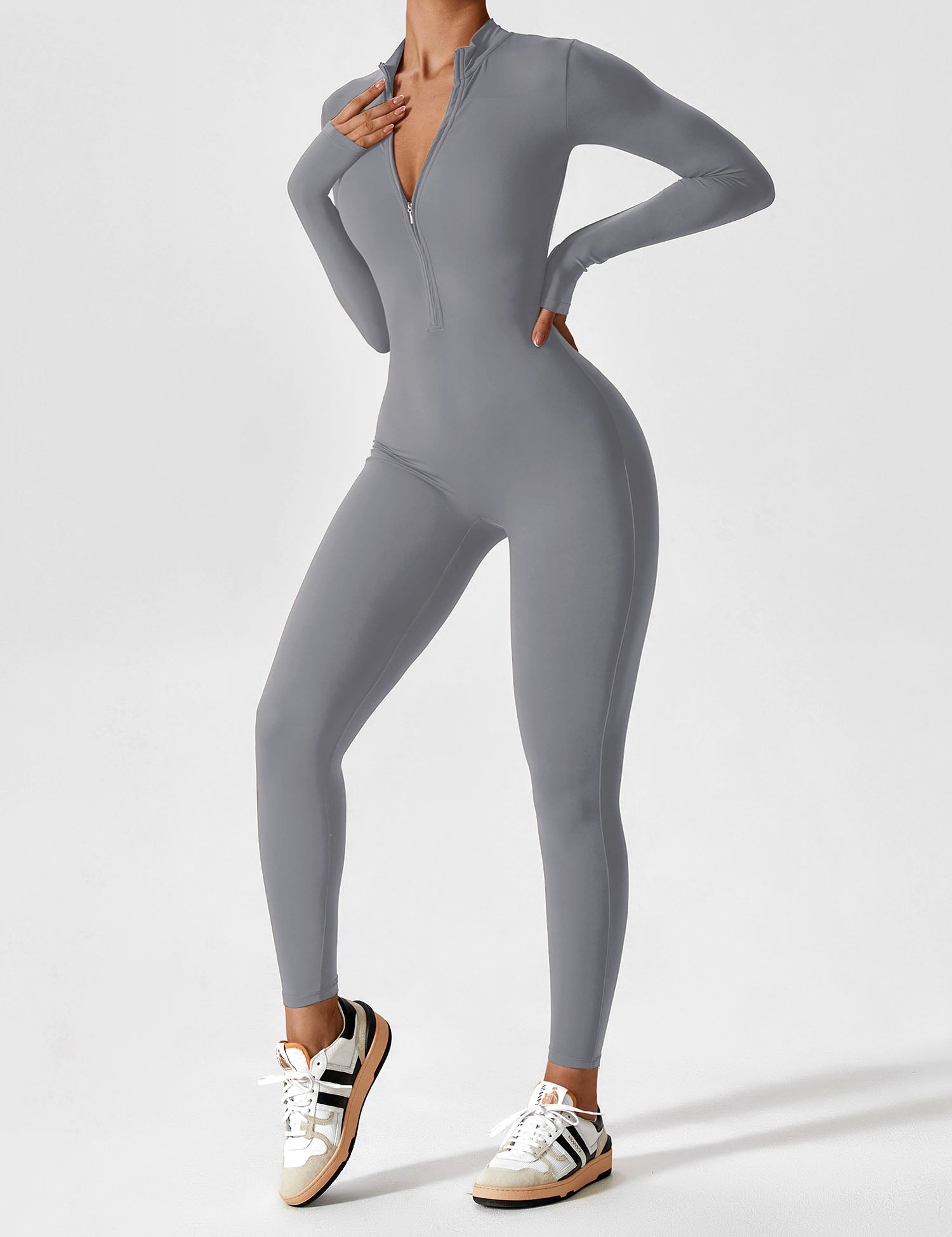 Lyne London™ | Long Sleeve Zipper Jumpsuit