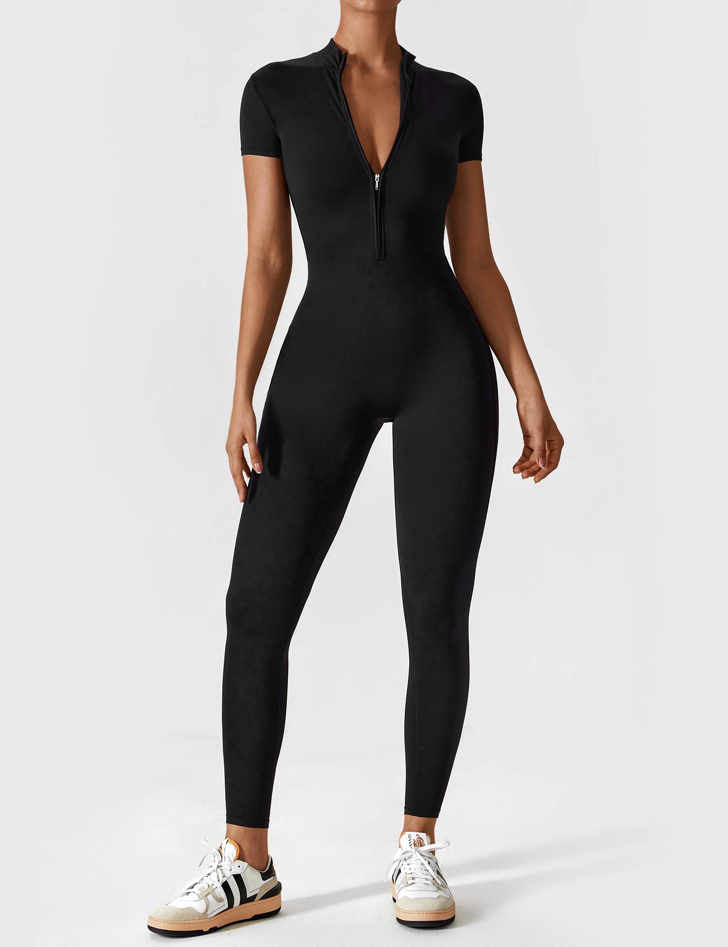 Lyne London™ | Short Sleeve Zipper Jumpsuit
