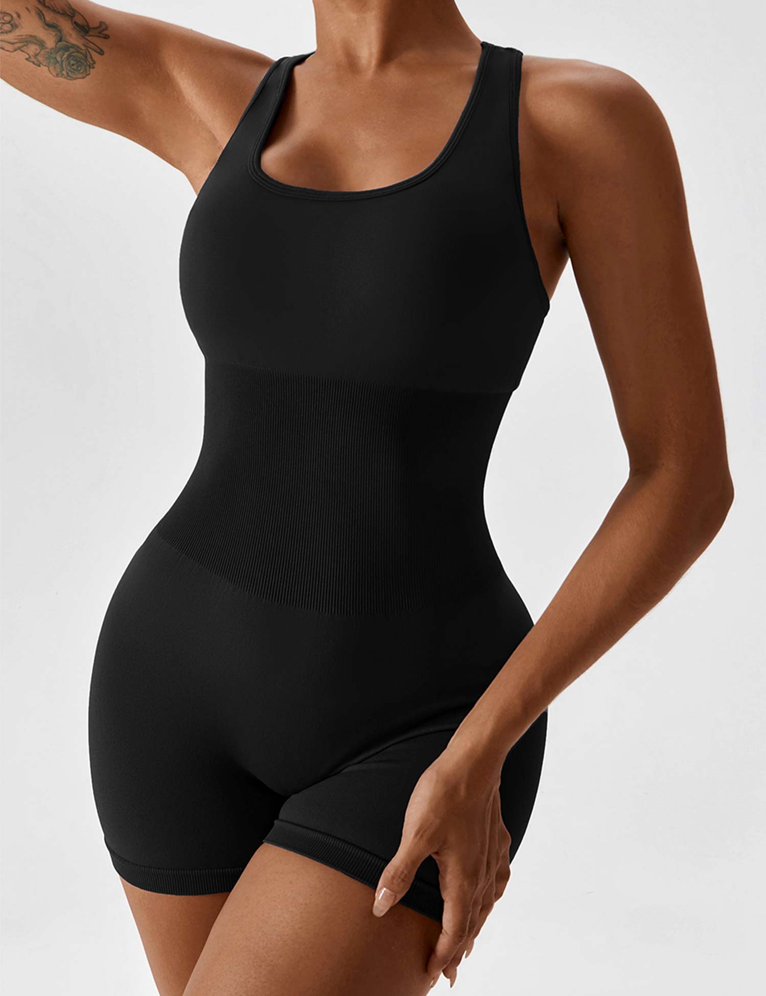 Lyne London™ | U-Neck Open Back Seamless Romper