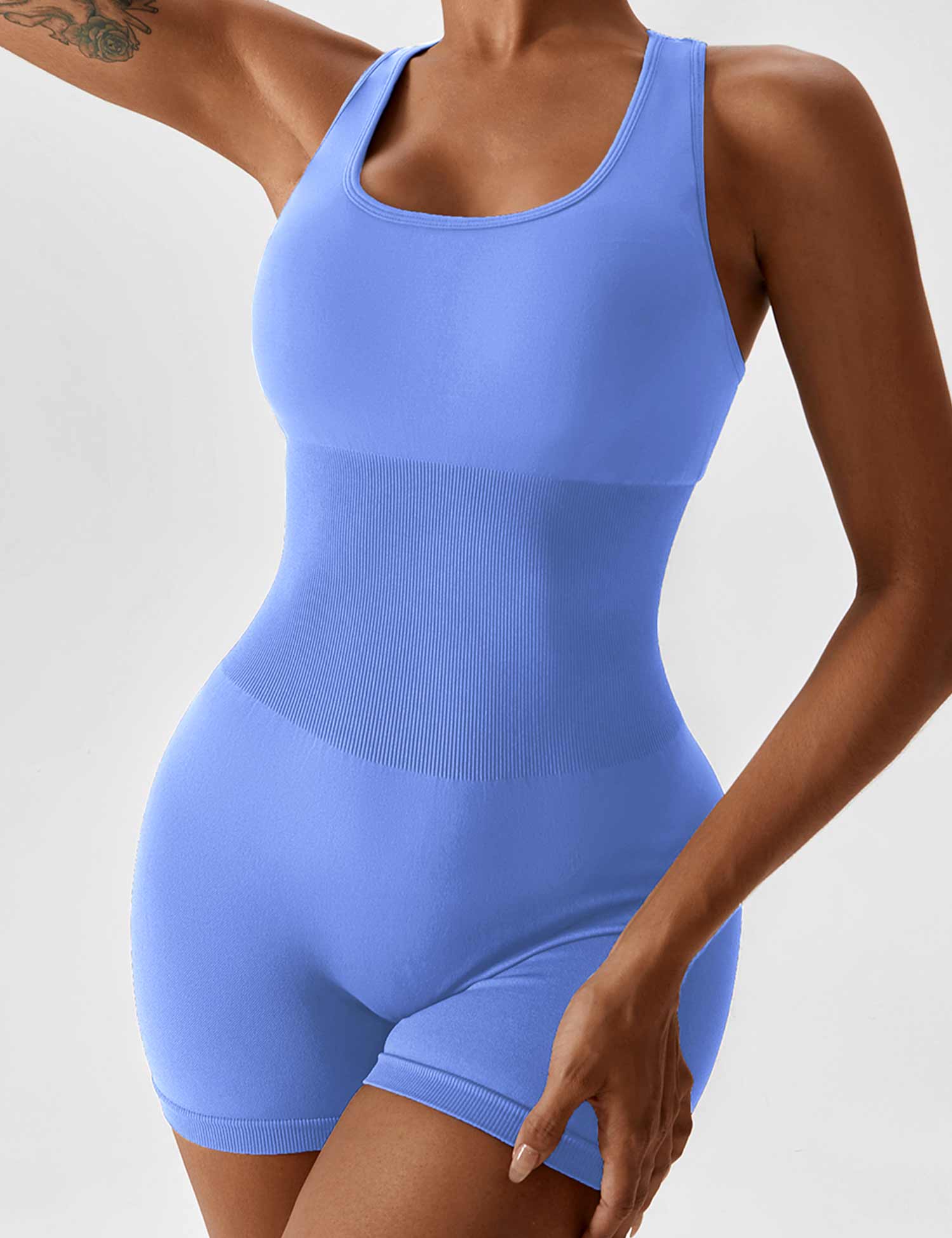 Lyne London™ | U-Neck Open Back Seamless Romper