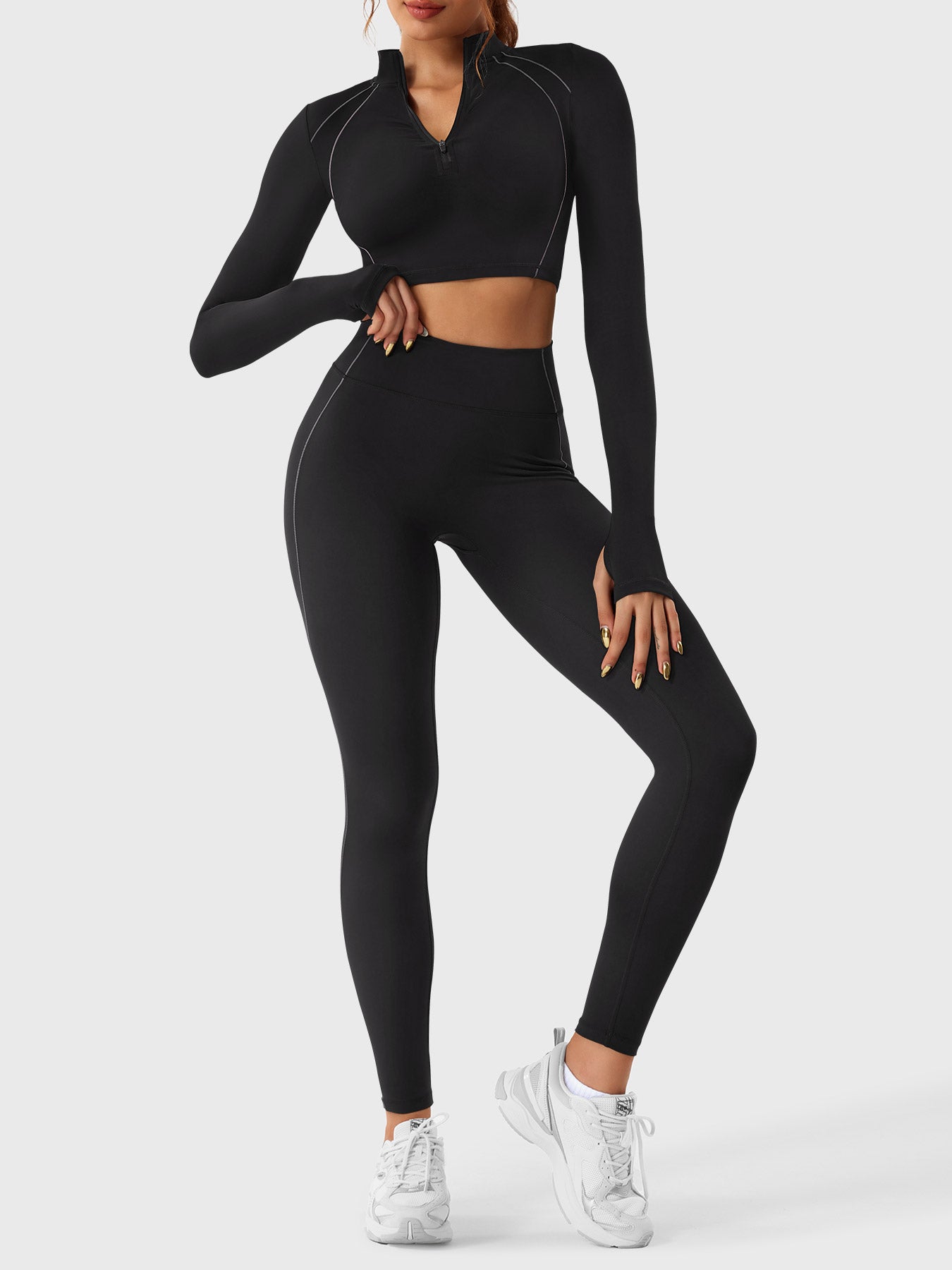 Lyne London™ | Half Zip Crop Top Legging Set