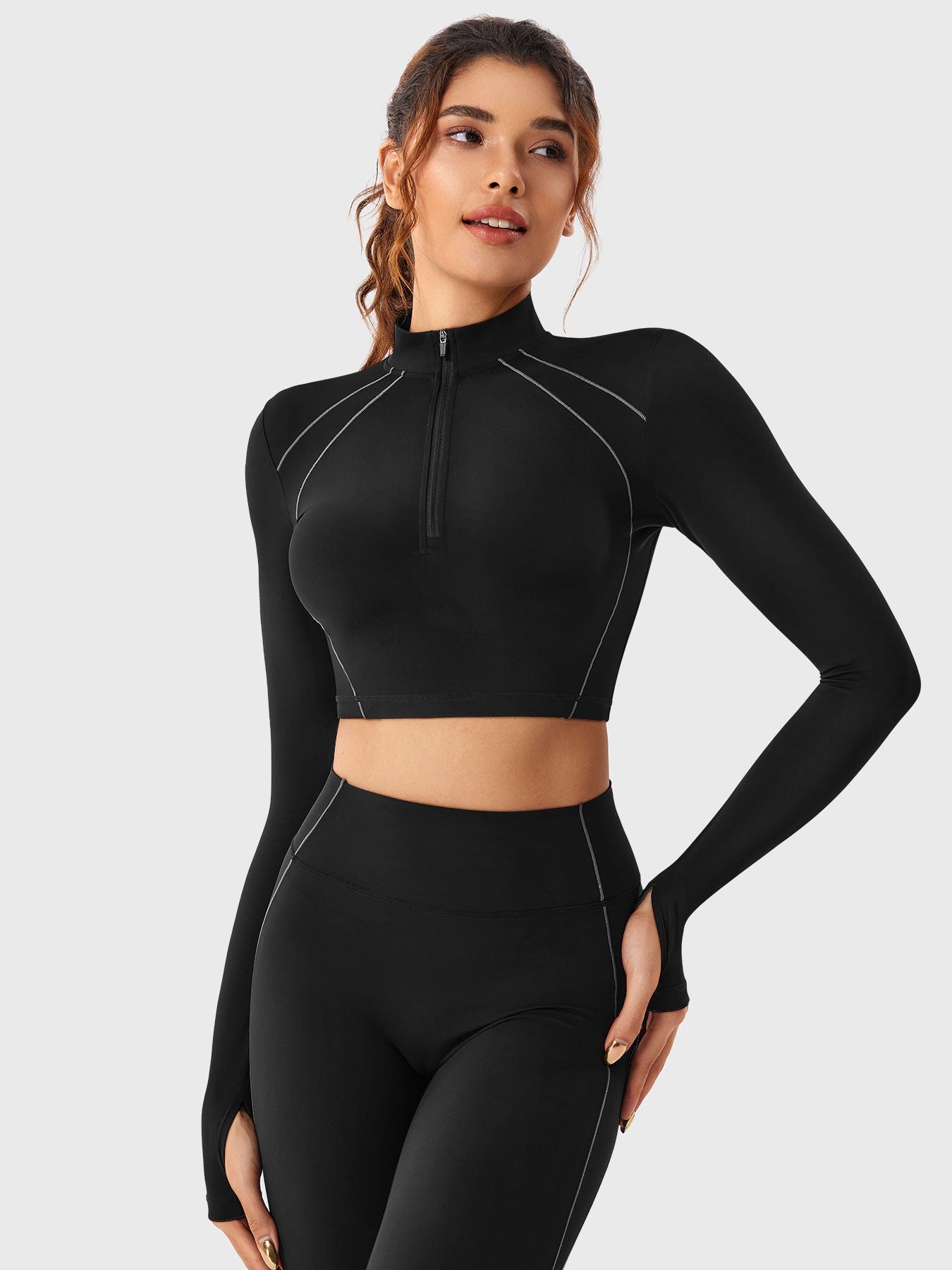 Lyne London™ | Half Zip Crop Top Legging Set