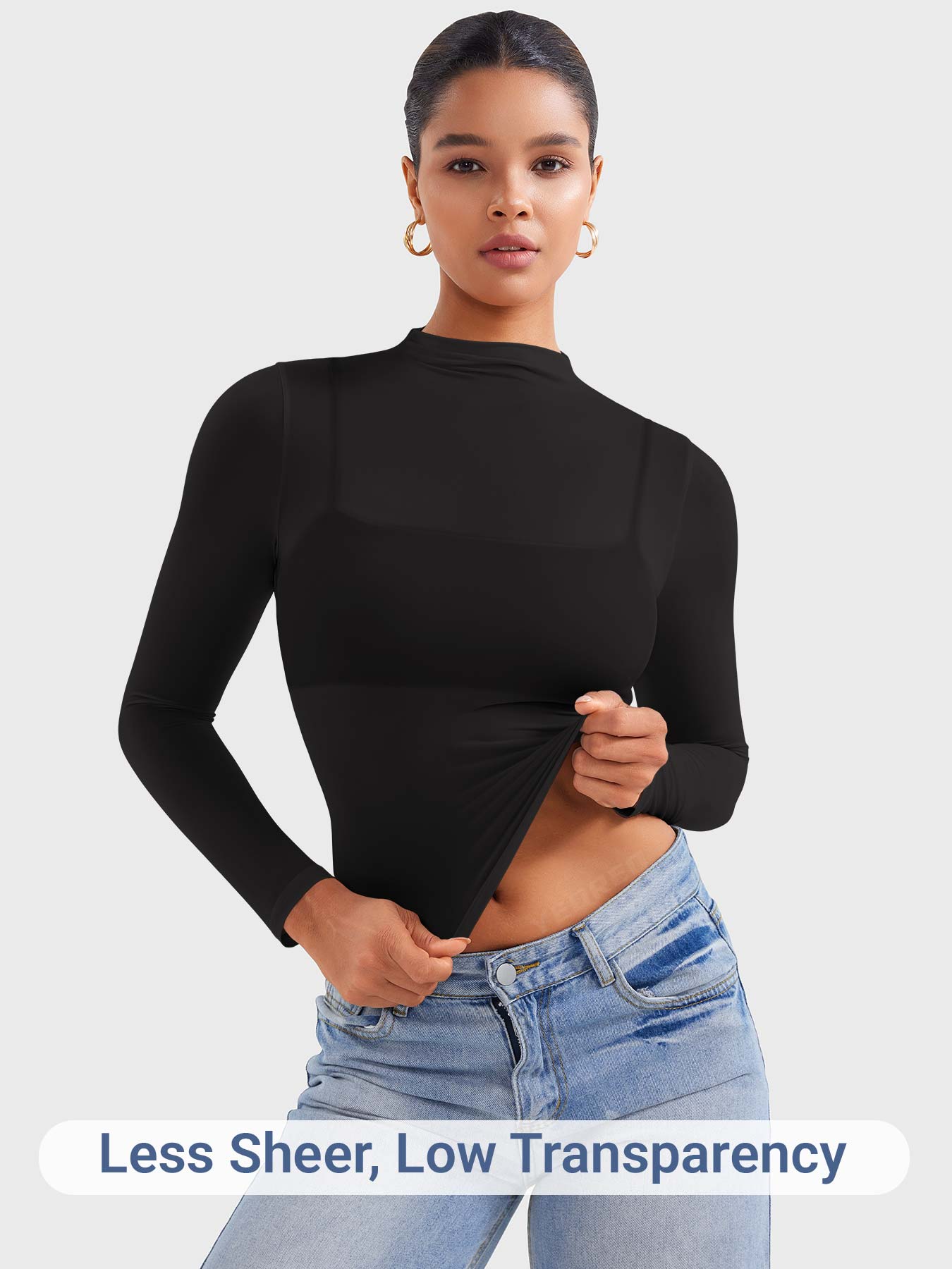Lyne London™ | Mock Neck Sheer Top