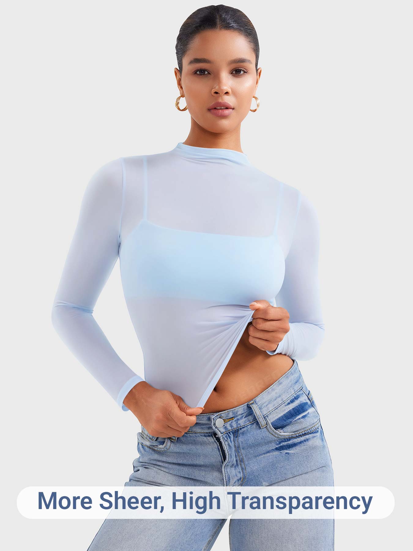 Lyne London™ | Mock Neck Sheer Top