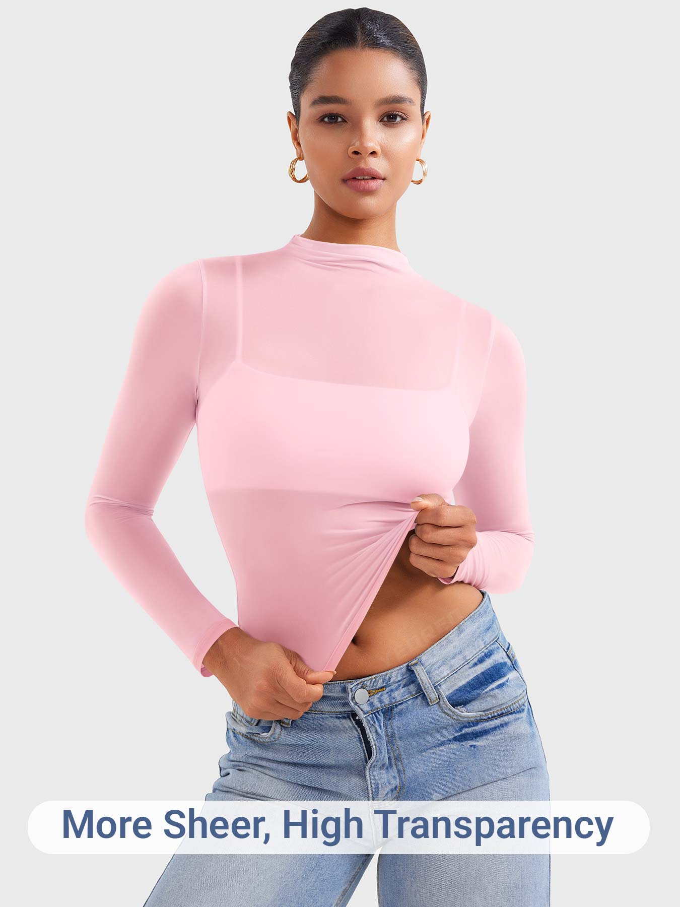 Lyne London™ | Mock Neck Sheer Top
