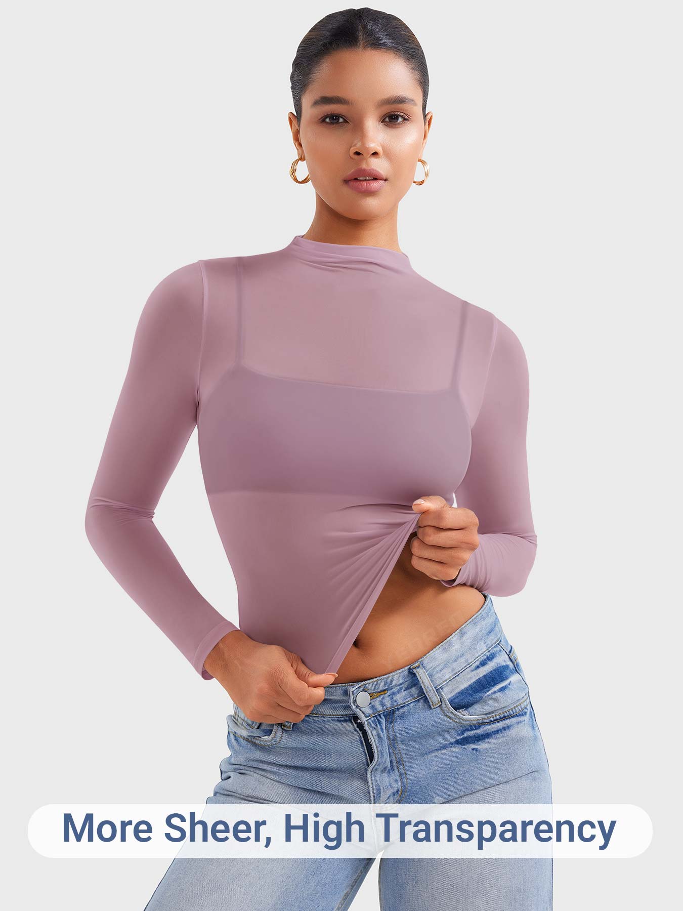 Lyne London™ | Mock Neck Sheer Top