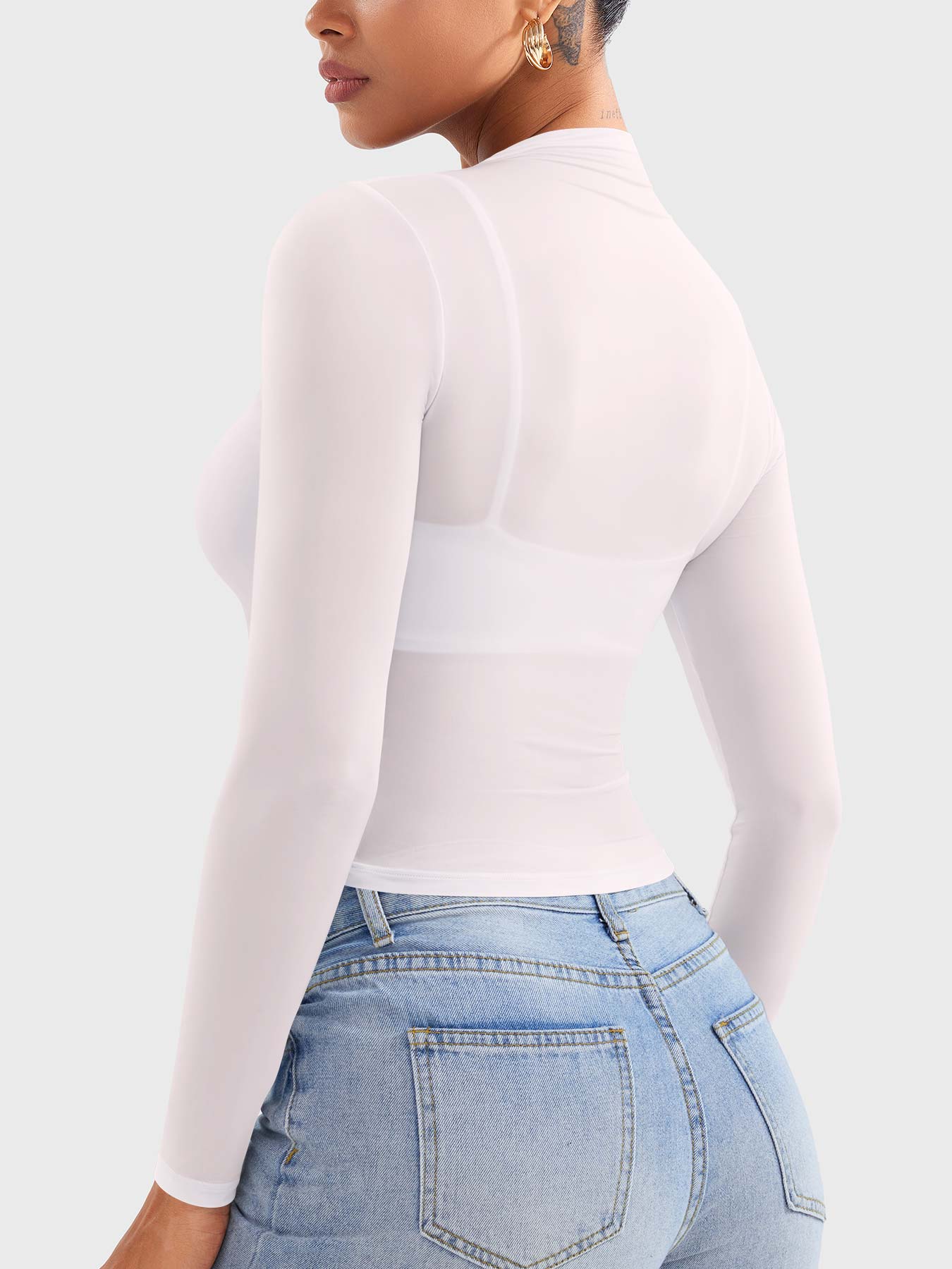 Lyne London™ | Mock Neck Sheer Top